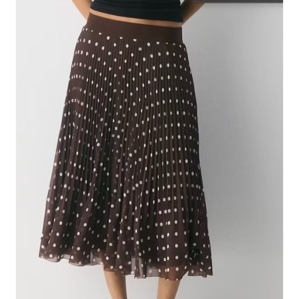 EUC Aritzia Wilfred Twirl Skirt in Rich Mocha Brown/Light Birch Size L